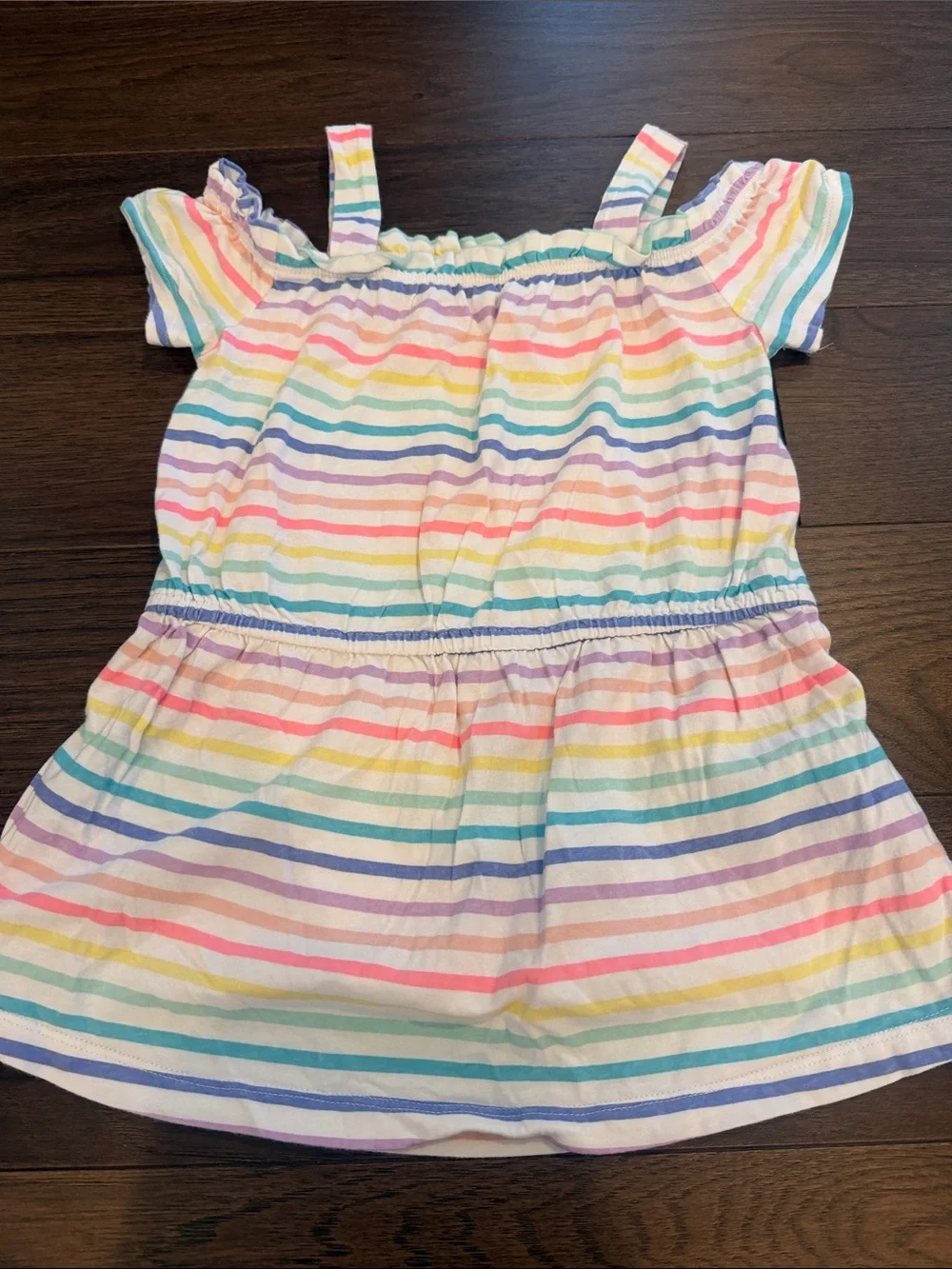 Osh Kosh Girls Rainbow Stripe Off-Shoulder Dress Size 6 - C11-278